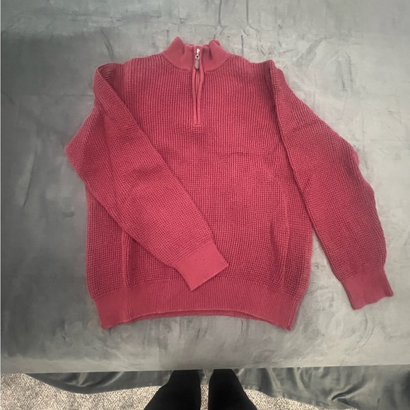 LL Bean Red Half-Zip Sweater - Picture 1 of 2